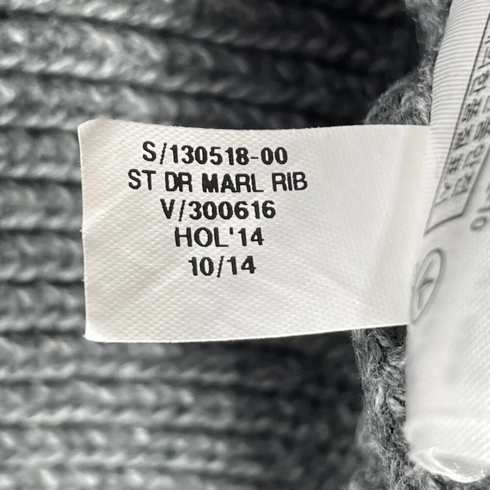 Banana Republic Sweater Mens Large Gray Chunky Knit Mock Neck Cotton Blend Snaps